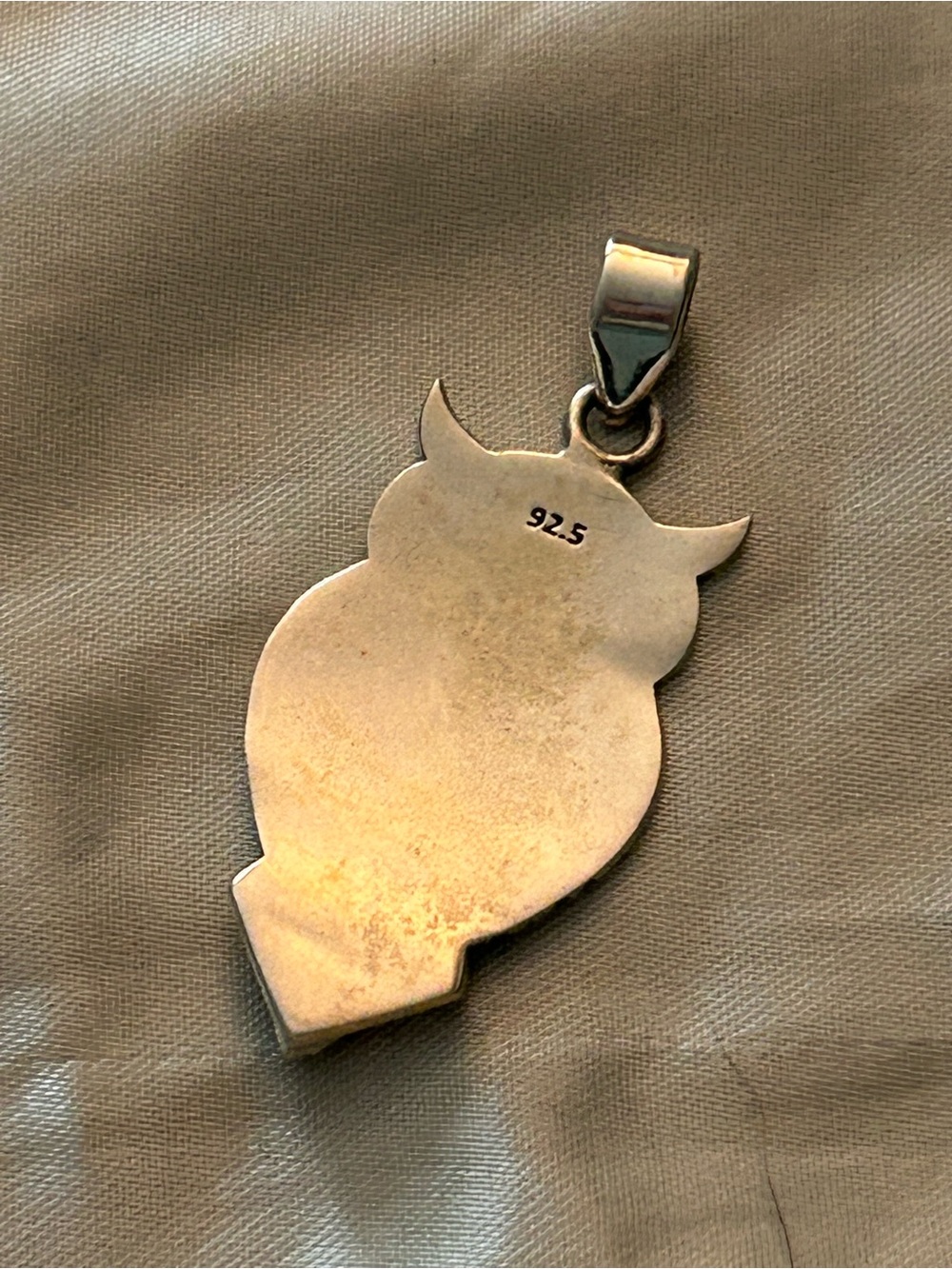 Sterling Silver Owl Pendant with Turquoise - Picture 3 of 4